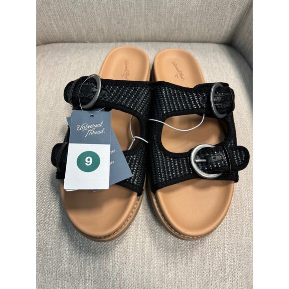 NWT Ladies Universal Thread Black Honey Sandals - Size 9 - Picture 2 of 4